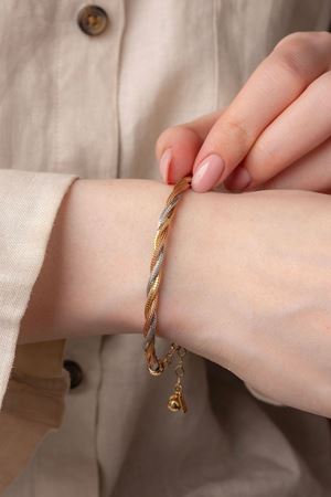 14 Ayar Altın Üç Renk Burgu Model Bileklik