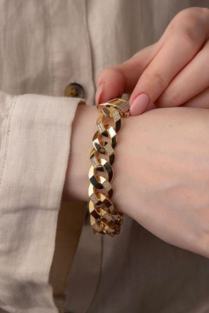 14 Ayar Altın Yarım Taşlı Gurmet Model Bileklik