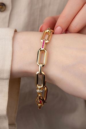 14 Ayar Altın Pembe Taşlı Ataç Model Bileklik