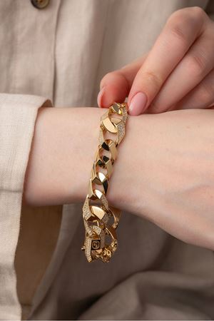 14 Ayar Altın Taşlı Fanttezi Gurmet Bileklik