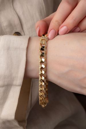 14 AYar Altın 9 Mm Yarım Taşlı Gurmet Bileklik