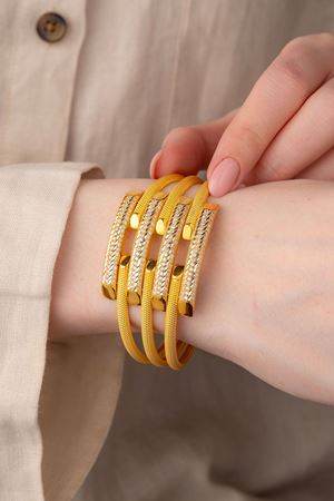 14 Ayar Altın Kaburga 4 Sıra Taşlı Bilezik