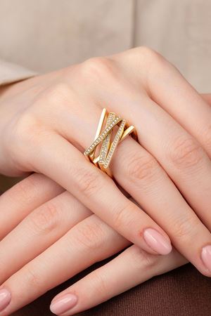 14 Ayar Altın Taşlı Tasarım Cetaş Yüzük