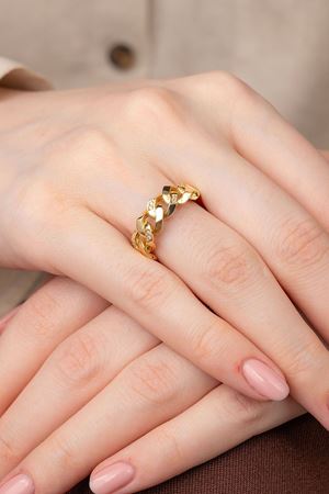 14 Ayar Altın Gurmet Tasarım Yarım Taşlı Yüzük