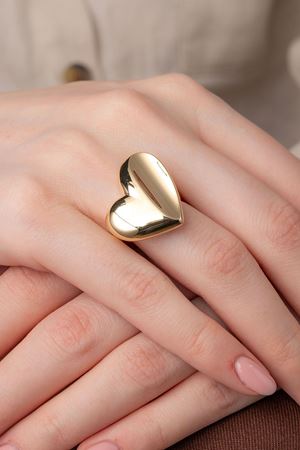 14 Ayar Altın Büyük Kalpli Tasarım Cetaş Yüzük