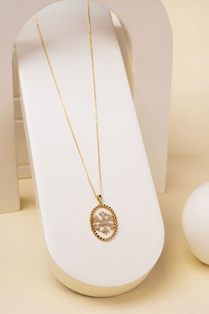 14 Ayar Altın Taşlı Kartanesi Küçük Kolye