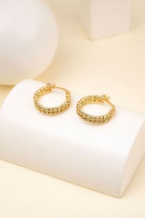 14 Ayar Altın 2 Sıra Toplarla Sarılı Halka Küpe