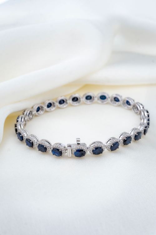 12,87 Carat Pırlanta Safir Taşlı Su Yolu Bileklik