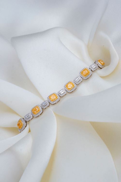 6,36 Carat Pırlanta Sarı Taşlı Sırataş Bileklik