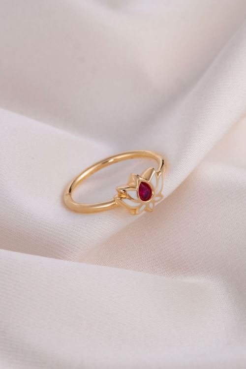 14 Ayar Altın Lotus Model Cetaş Çıtır Yüzük