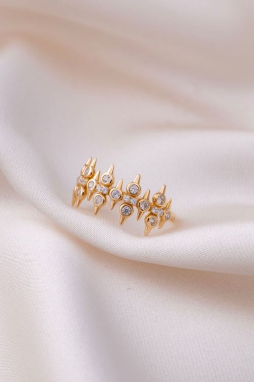 14 Ayar Altın Taşlı İnce Tasarım Yüzük