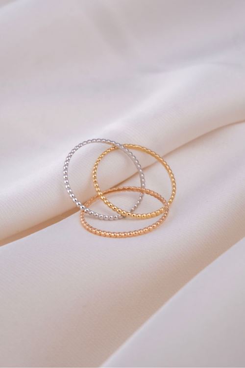 14 Ayar Üç Renkli Altın Üçlü Yüzük