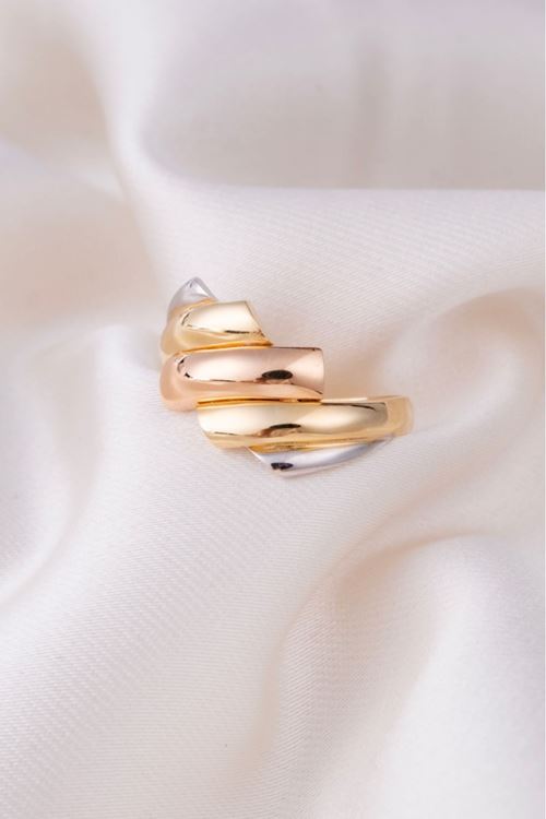 14 Ayar Üç Renkli Altın Fantezi Yüzük