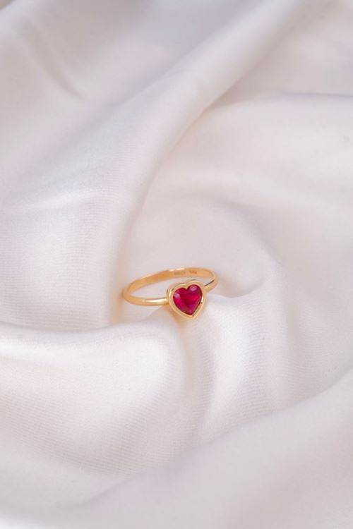 14 Ayar Altın Kalp Figürlü Çıtır Yüzük