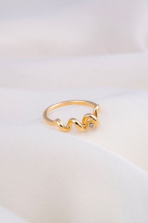 14 Ayar Altın Burgu Model Taşlı Yüzük