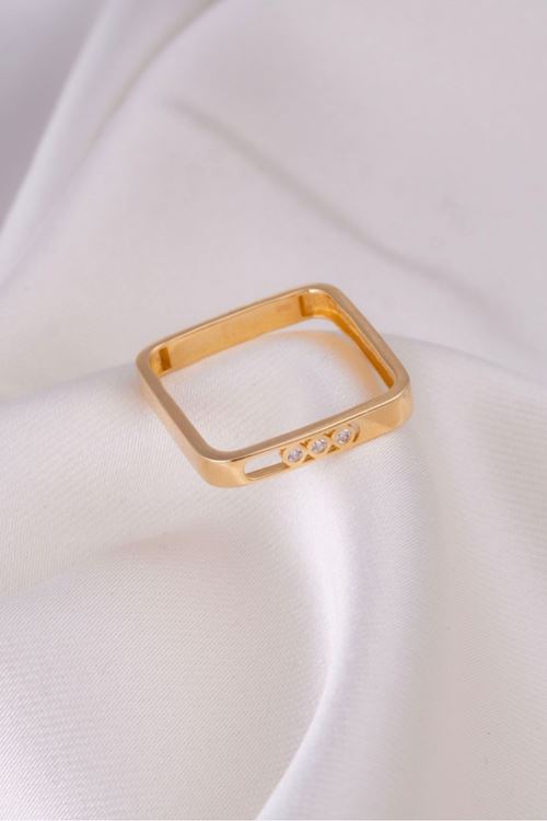 14 Ayar Altın Kare Figürlü Minimal Yüzük