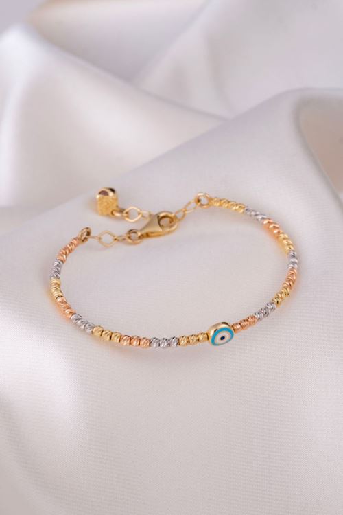 14 Ayar Altın Toplu Nazar Çocuk Bilezik