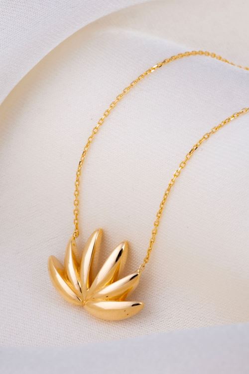 14 Ayar Altın Lotus Figürlü Kolye