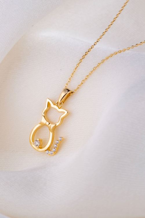 14 Ayar Altın Kedi Figürlü Kolye