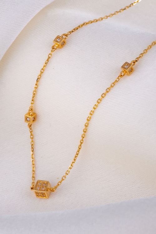 14 Ayar Altın Küp Model Trend Kolye