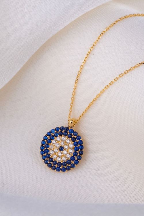 14 Ayar Altın Nazar Boncuğu Küçük Kolye