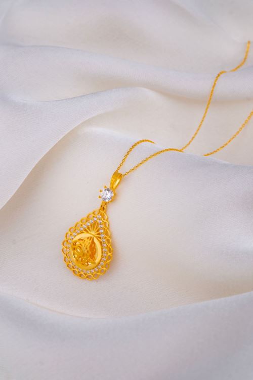 14 Ayar Altın Tuğra Model İnce Kolye