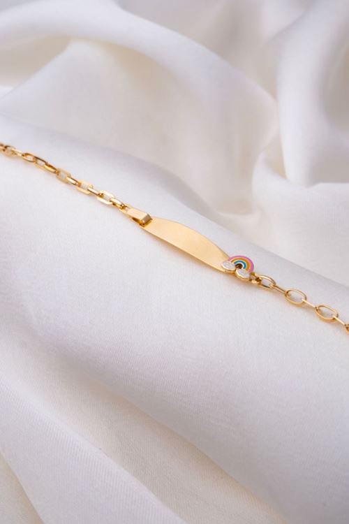 14 Ayar Altın Gökkuşağı Desenli Çocuk Bileklik