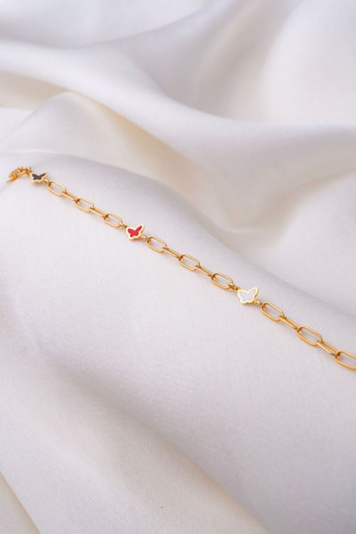 14 Ayar Altın Renkli Kelebek Desenli Bileklik