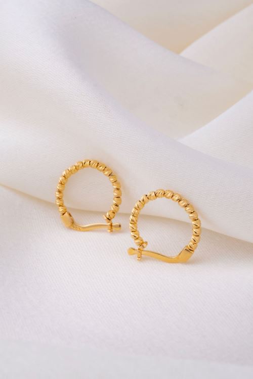 14 Ayar Altın Toplu Tasarım Halka Küpe