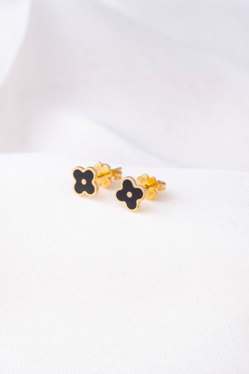 14 Ayar Altın Vidalı Yonca Küpe