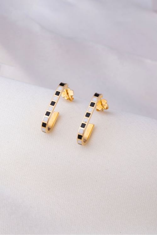 14 Ayar AltınÇİzgili Cabaret Koleksiyon Küpe