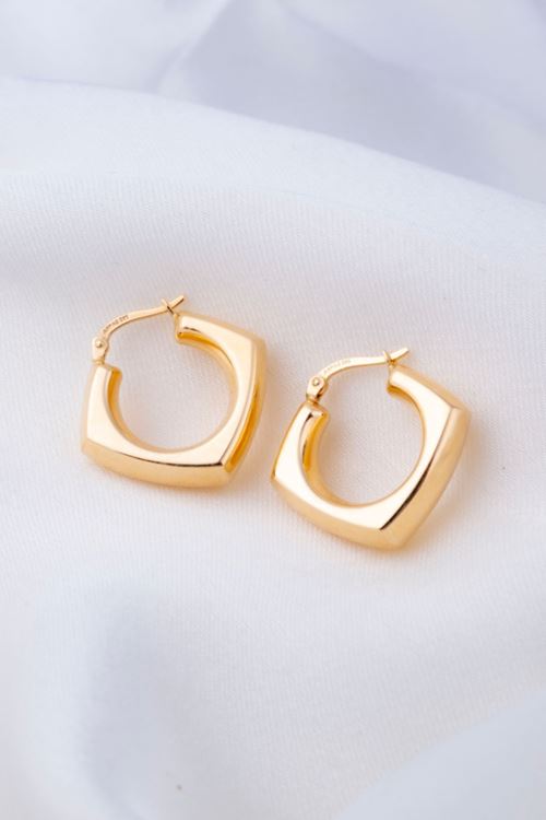 14 Ayar Altın Kare Model Halka Küpe