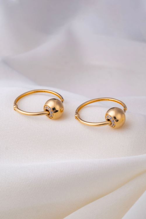 14 Ayar Altın Top Halka Model Küpe