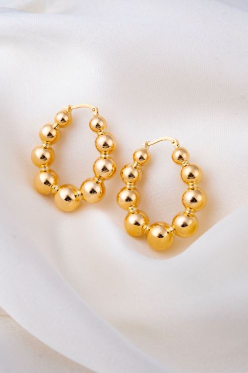 14 Ayar Altın Noktalı Büyük Halka Küpe