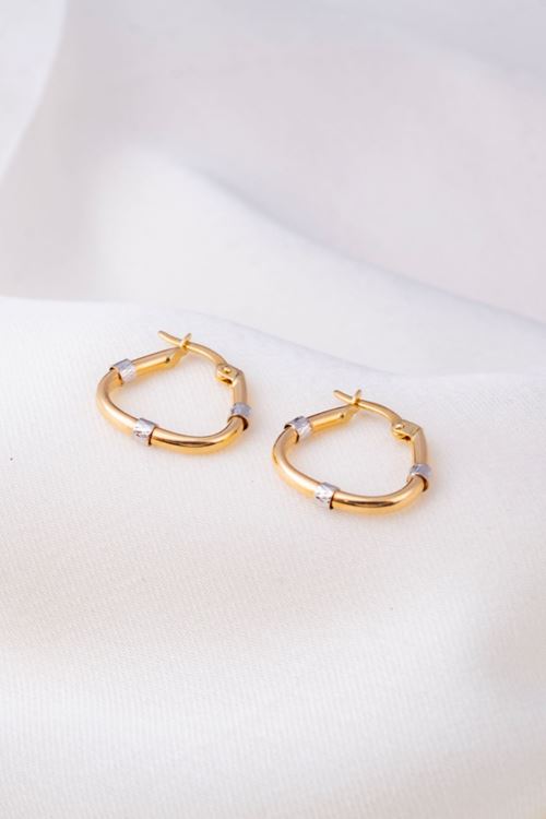 14 Ayar Sarı Beyaz Altın Üçgen Tasarım Küpe