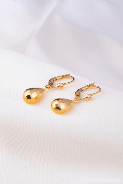 14 Ayar Altın Damla Sallantılı Küpe