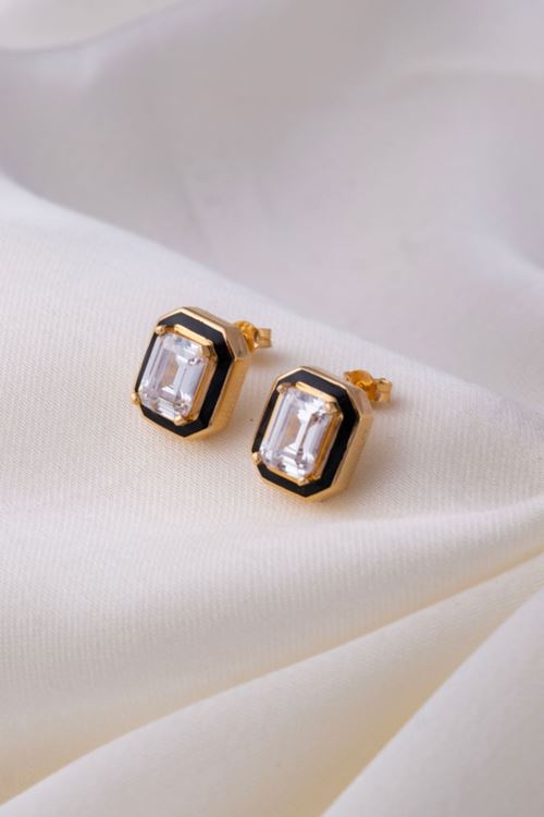 14 Ayar Altın Vidalı Baget Tasarımlı Küpe