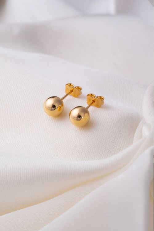 14 Ayar Altın Vidalı Top Küpe