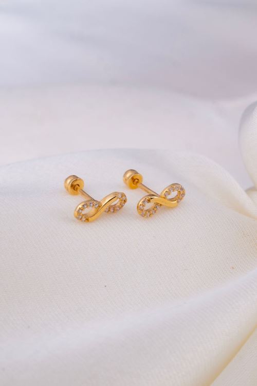 14 Ayar Altın Vidalı Sonsuzluk Küpe