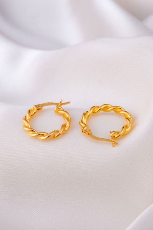 22 Ayar Altın Burgu Model Halka Küpe