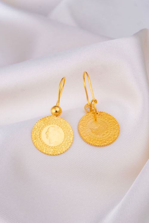 22 Ayar Altın Çeyrekli Küpe