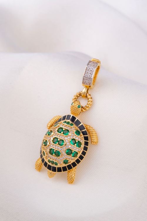 14 Ayar Altın Kaplumbağa Model Kolye Ucu