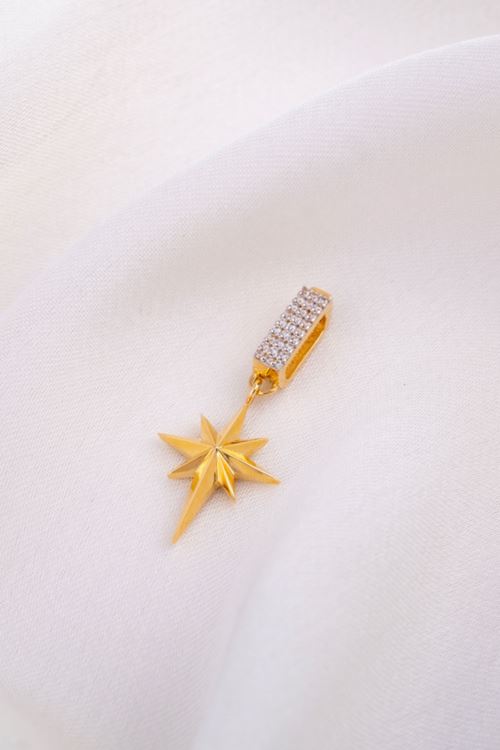 14 Ayar Altın Kutup Yıldızı Charm Kolye Ucu