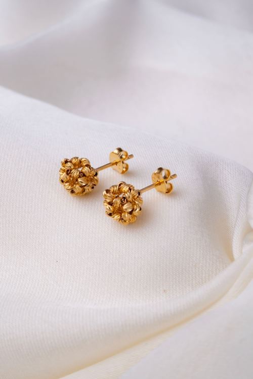 14 Ayar Sarı Altın Vidalı Toplu Küpe