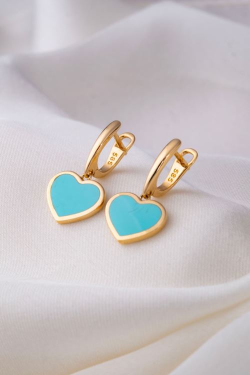 Bir Dilek Tut Koleksiyon Mavi Kalp Küpe