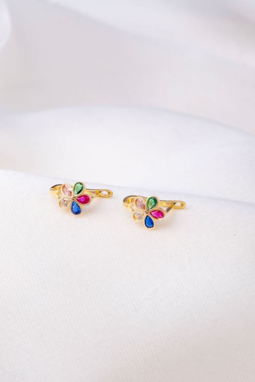 14 Ayar Sarı Altın Renkli Taşlı Çocuk Küpe