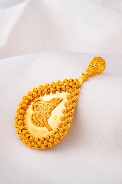 14 Ayar Altın Toplu Tuğra Model Kolye Ucu