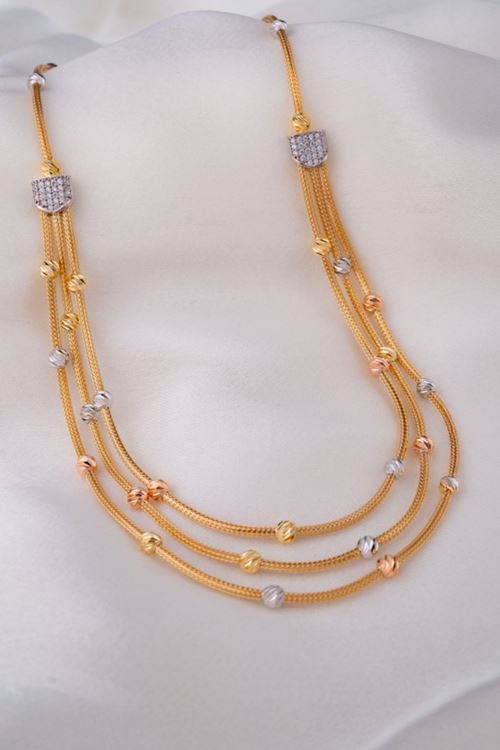 14 Ayar Sarı Altın 3 Sıra Toplu Gerdanlık