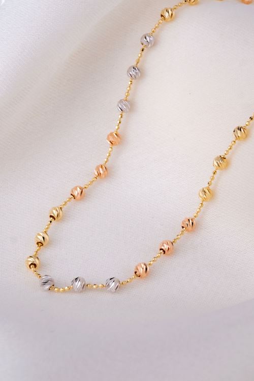 14 Ayar Üç Renkli Toplu Zincir