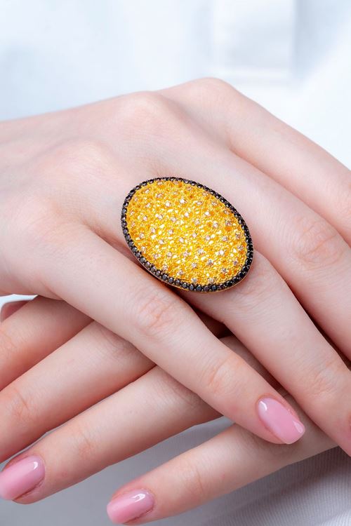 14 Ayar Altın Taşlı Yadigar Koleksiyon Büyük Yüzük